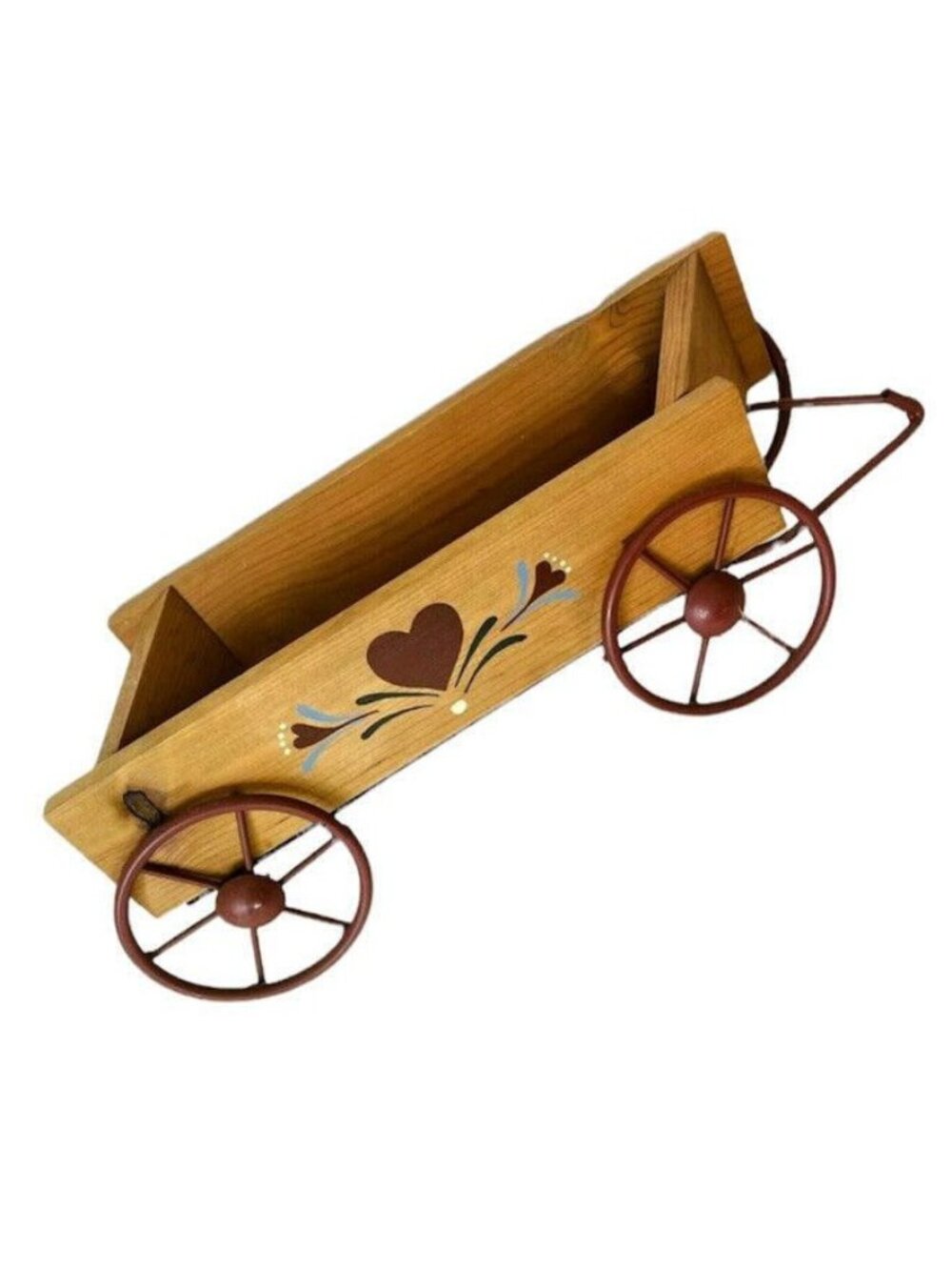 Wood Wagon Wall Hanging Planter Shelf Lopsided Country Decor 16" x 6" x 3.5"